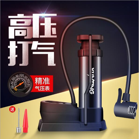 跨境自行车打气筒迷你便携 折叠脚踩多功能自行车充气泵现货