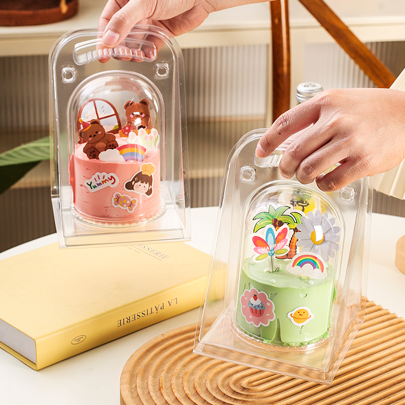 网红新款提拉米苏千层蛋糕圆形手提包装盒烘焙甜品水果蛋糕打包盒