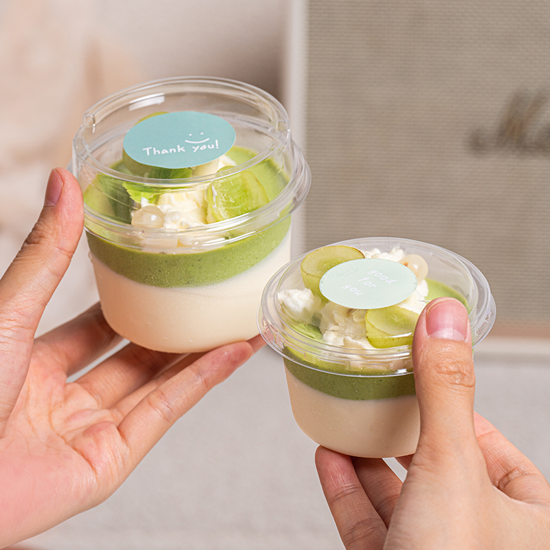 网红一次性圆形透明慕斯蛋糕甜品西点盒冰淇淋双皮奶布丁果冻杯子