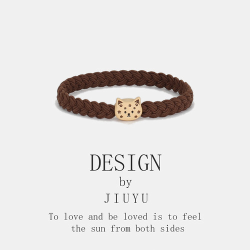 情侣款猫咪麻花编织皮筋发圈