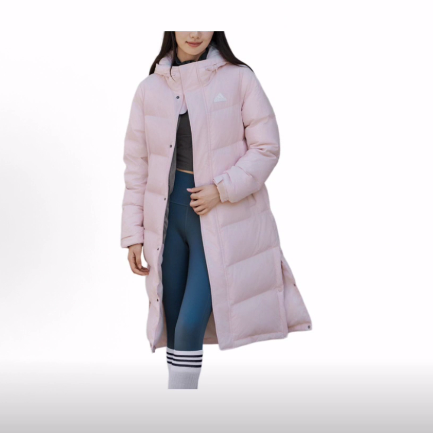 adidas 长款保暖连帽拒水鸭绒羽绒服 男女同款 KQ5535