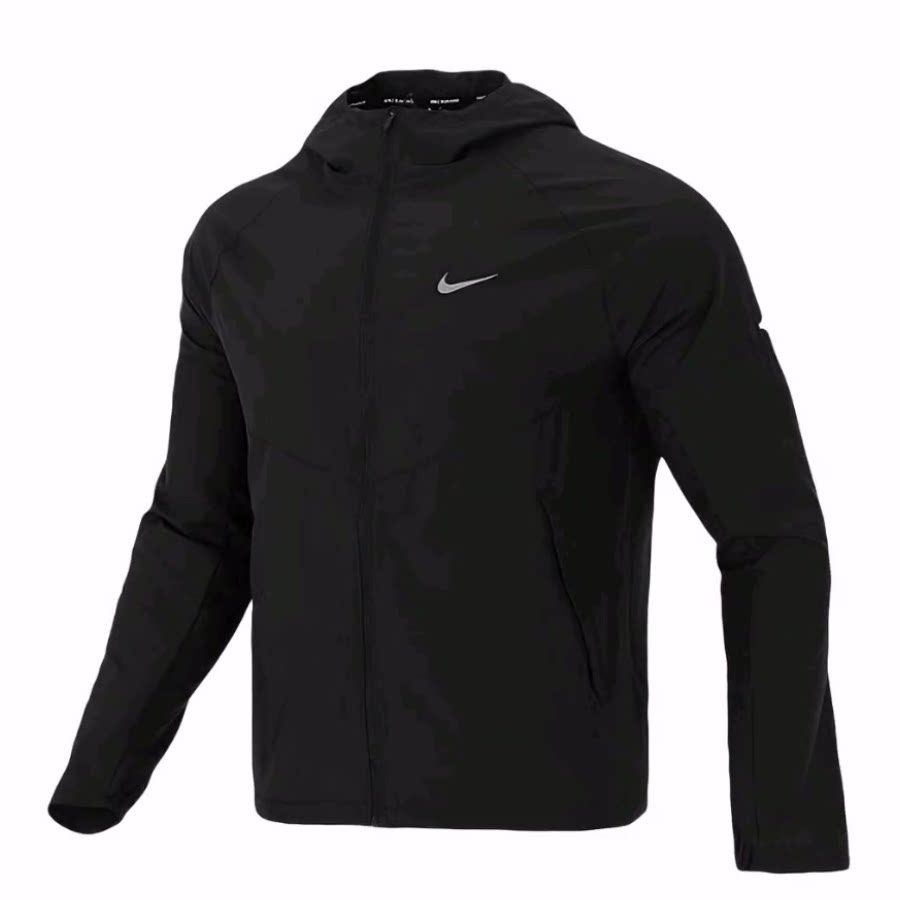 Nike 反光Logo印花梭织运动连帽夹克 春季 男款 黑色