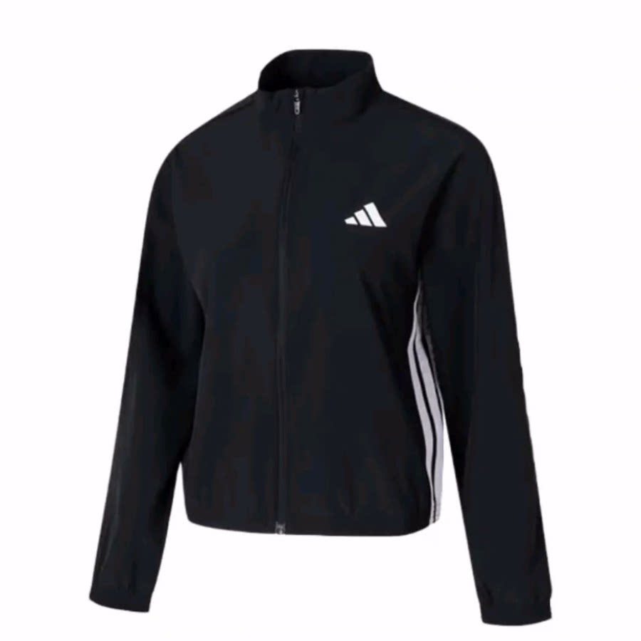 adidas Sport Performance 舒适耐磨透气防风夹克外套 女款 黑色