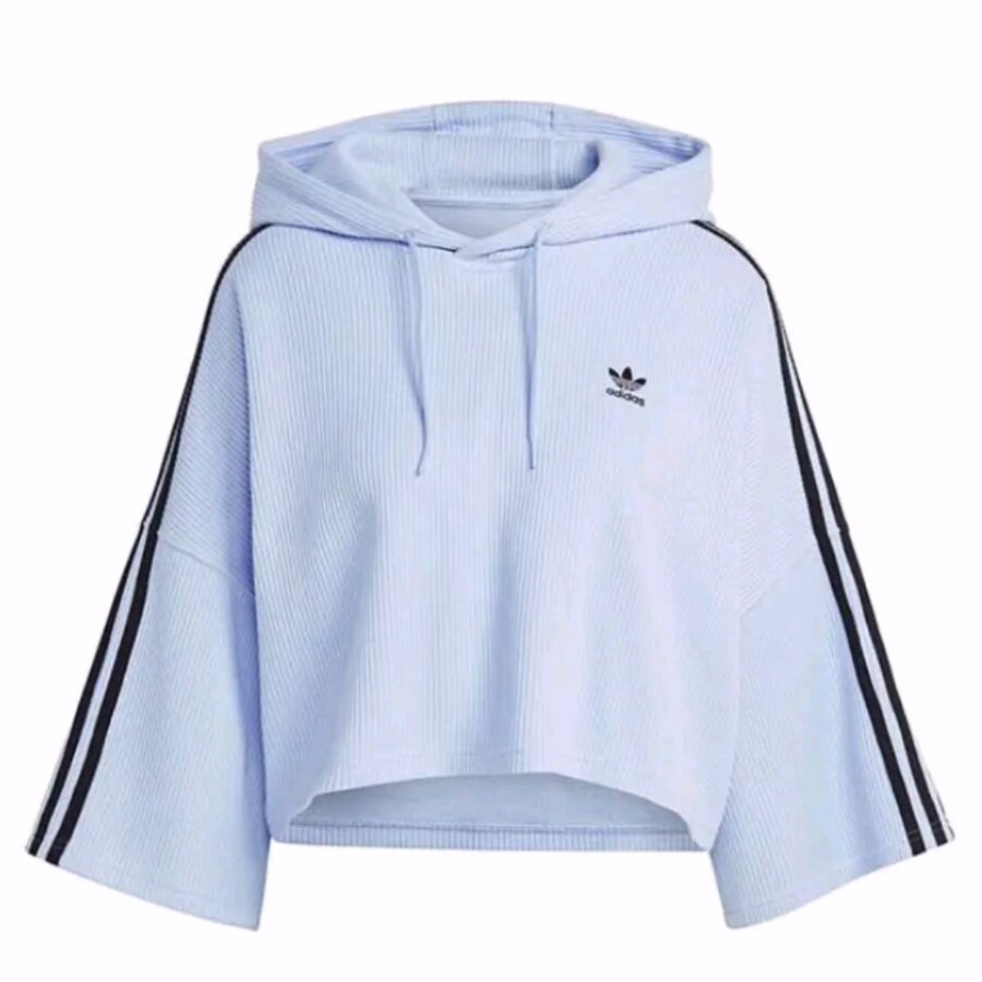 adidas originals CROP HOODIE 卫衣 女款 淡粉蓝