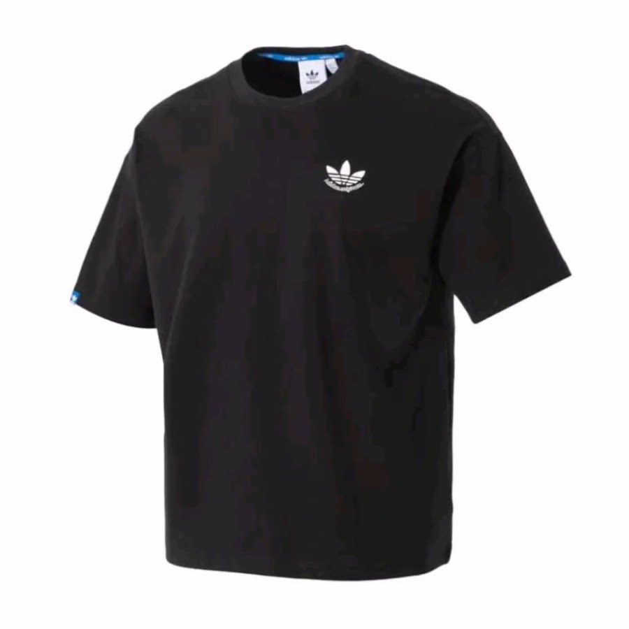 adidas originals CITY SKATE 圆领套头纯棉短袖T恤 男款 黑色