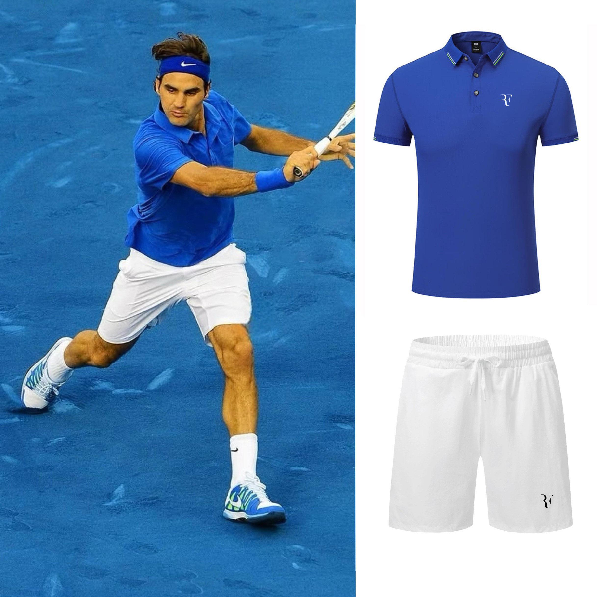 新款费德勒网球服套装POLO衫男速干冰丝短袖吸湿网球运动训练短裤