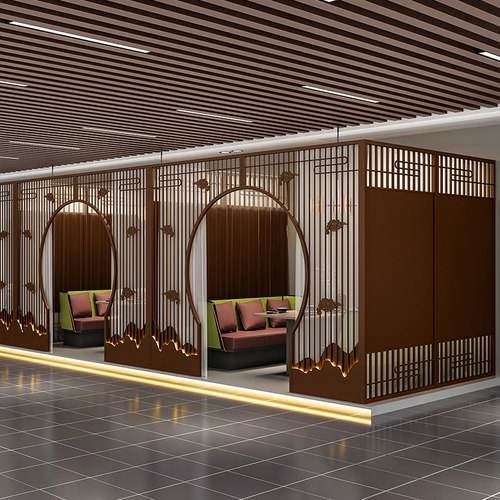 简约铁艺包厢火锅店隔断餐厅屏风