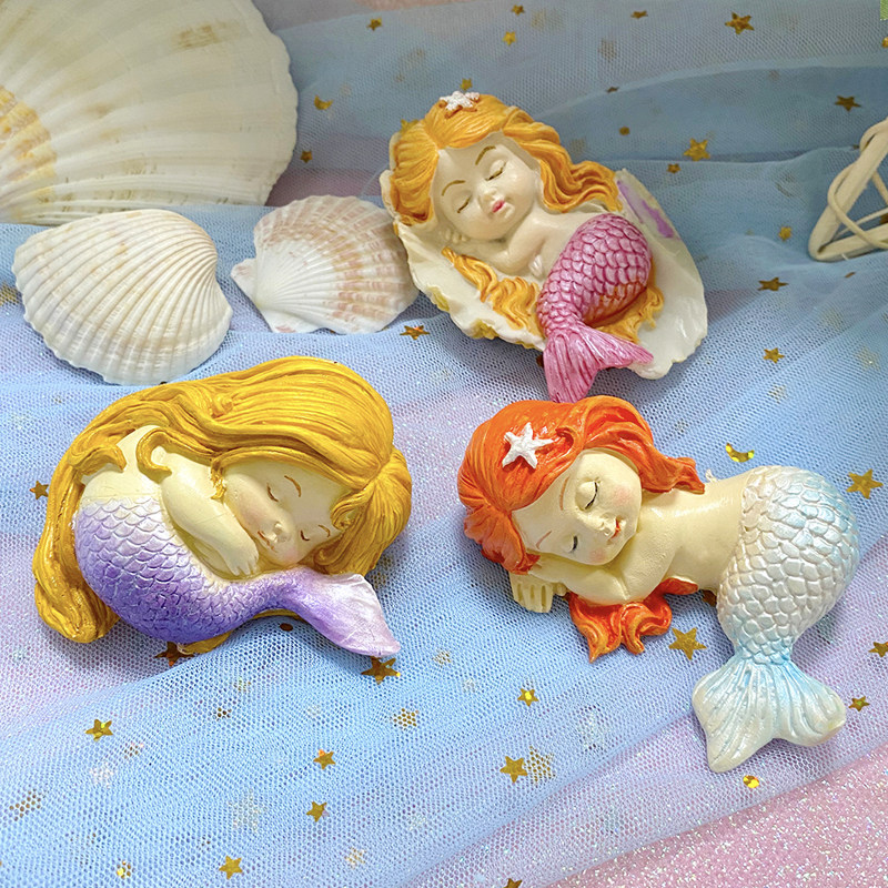 3D立体美人鱼硅胶模具 翻糖蛋糕装饰巧克力树脂香薰石膏冰雕烘焙