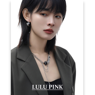 小众设计ins中性风高级感项链国潮冷淡风粗链情侣男女锁骨链 美式