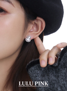 小众设计ins轻奢风锆石爆闪葫芦耳钉高级感小巧精致925银针耳饰
