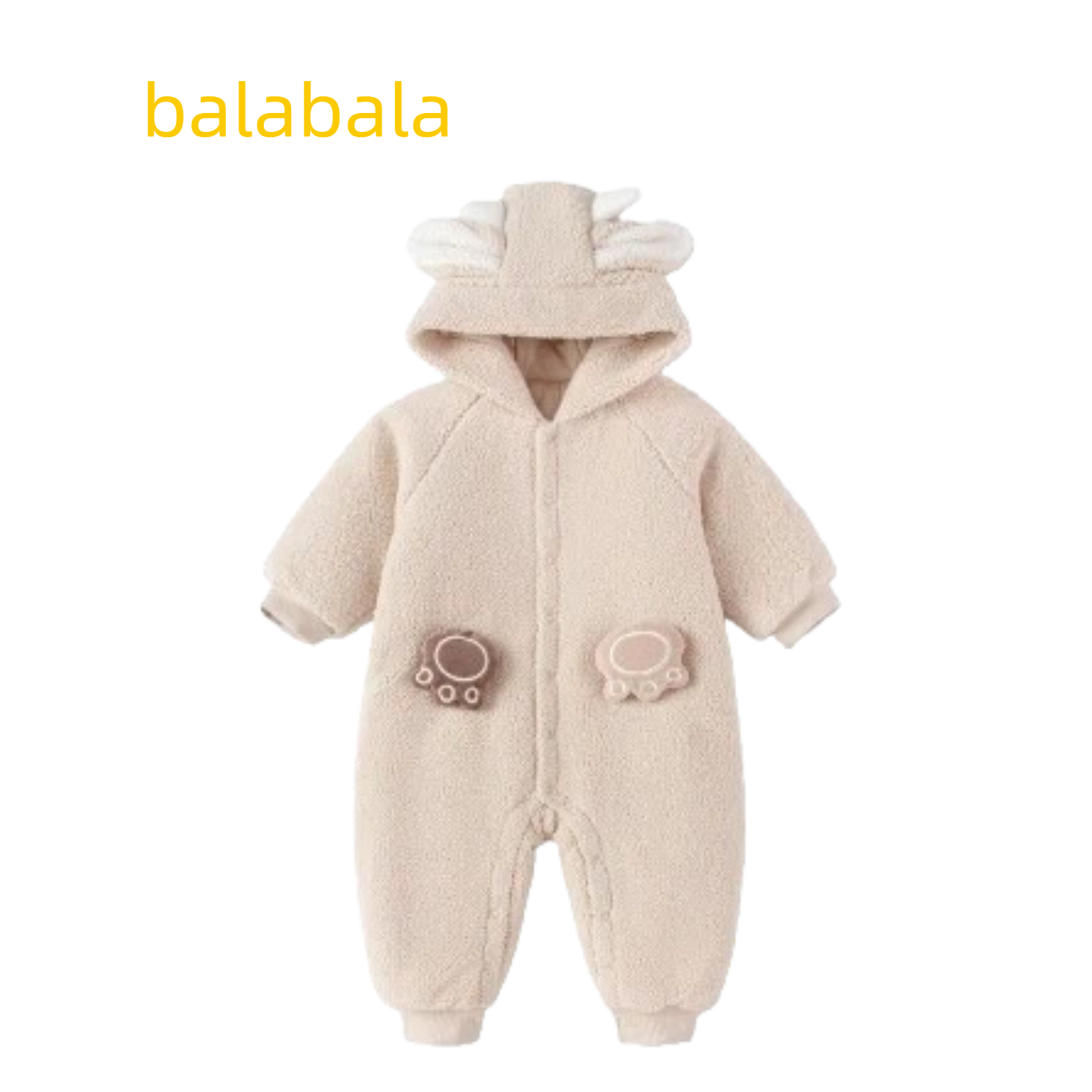 巴拉巴拉加绒哈衣加厚新生儿爬服