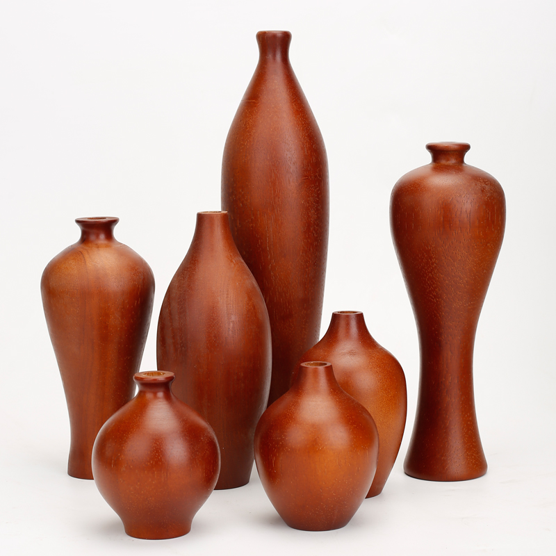 中式实木餐桌整木花瓶