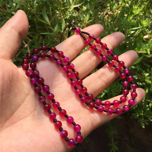 梅红紫玛瑙圆珠项链绳女士毛衣链配绳玉石水晶玉髓珠宝吊坠挂件绳