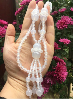 冰种白玉髓项链玛瑙文艺风毛衣链