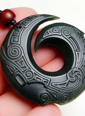 双面雕刻时来运转项链青玉吊坠