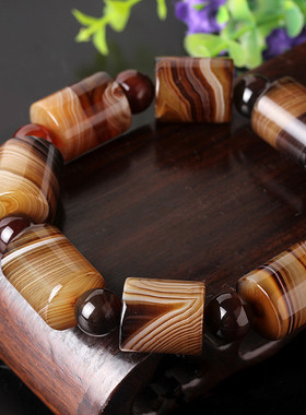 缠丝波斯条纹玉石手串男玛瑙手链