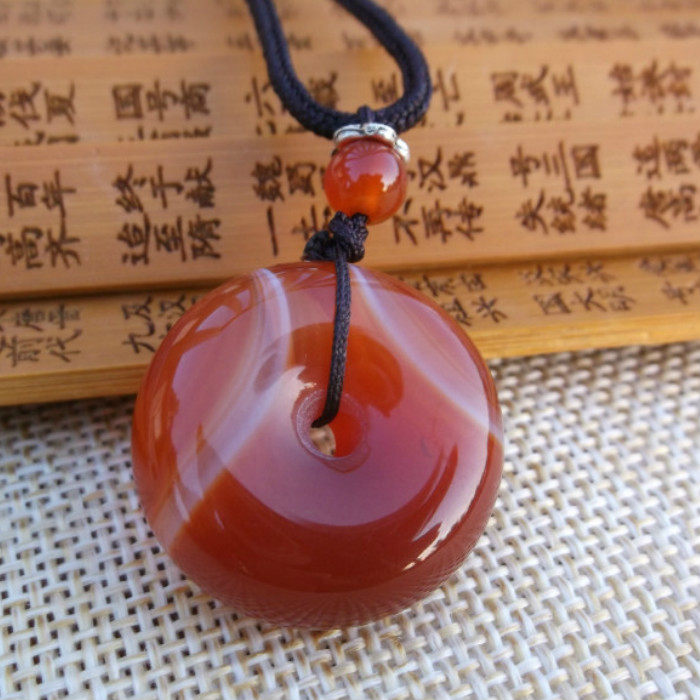 怀古风挂件缠丝红玛瑙可调节玉坠