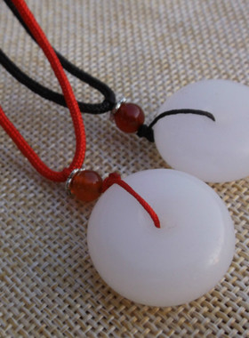 平安扣白玉玛瑙吊坠怀古伸缩项链