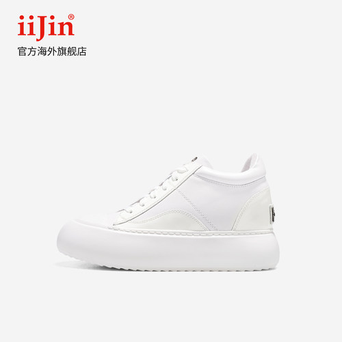 明星同款艾今8.5cm增高小白鞋女