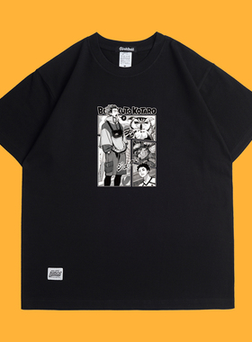 FDSK排球少年木兔宽松落肩短袖插画师桔芊联名款纯棉T恤男女