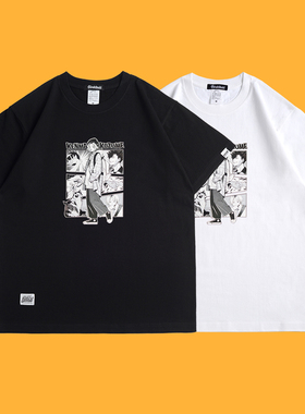 FDSK排球少年研磨宽松落肩短袖插画师桔芊联名款纯棉T恤男女