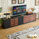 法式 复古风白蜡木实木电视柜模块组合客厅小户型中古风储物落地柜