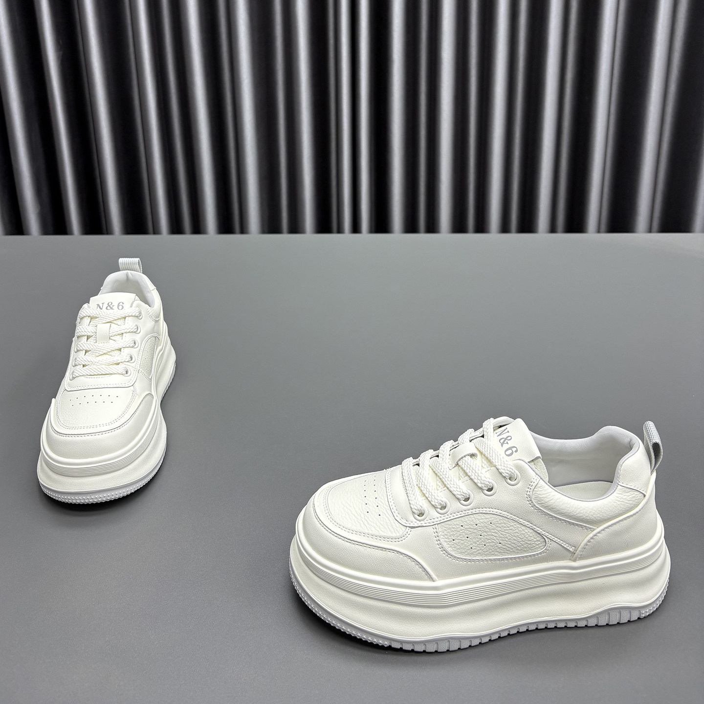 真皮小白鞋女2026春季新款圆头系带厚底防滑牛皮舒适休闲运动板鞋,女鞋,时尚休闲鞋,淘宝优惠券,粉丝福利购,淘宝优惠卷