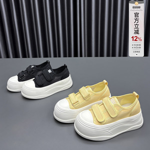 网面厚底休闲板鞋女2026春夏新款圆头厚底系带薄款透气轻便运动鞋