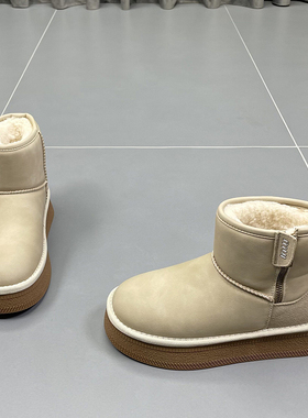 真皮羊毛加厚雪地靴女2025冬季新款厚底拉链保暖休闲防滑牛皮棉靴