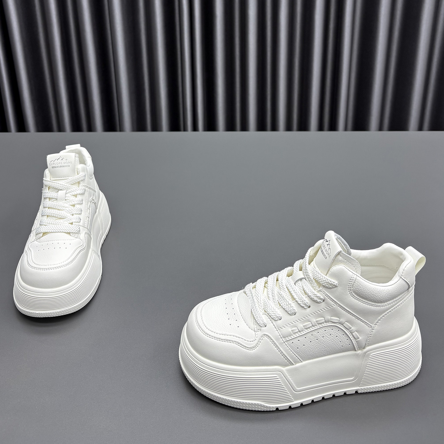 真皮高帮小白鞋女2026春季新款圆头松糕厚底防滑运动牛皮休闲板鞋,女鞋,高帮鞋,淘宝优惠券,粉丝福利购,淘宝优惠卷