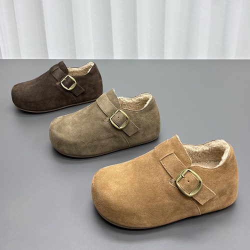 真皮羊毛加绒勃肯鞋女2025冬新款