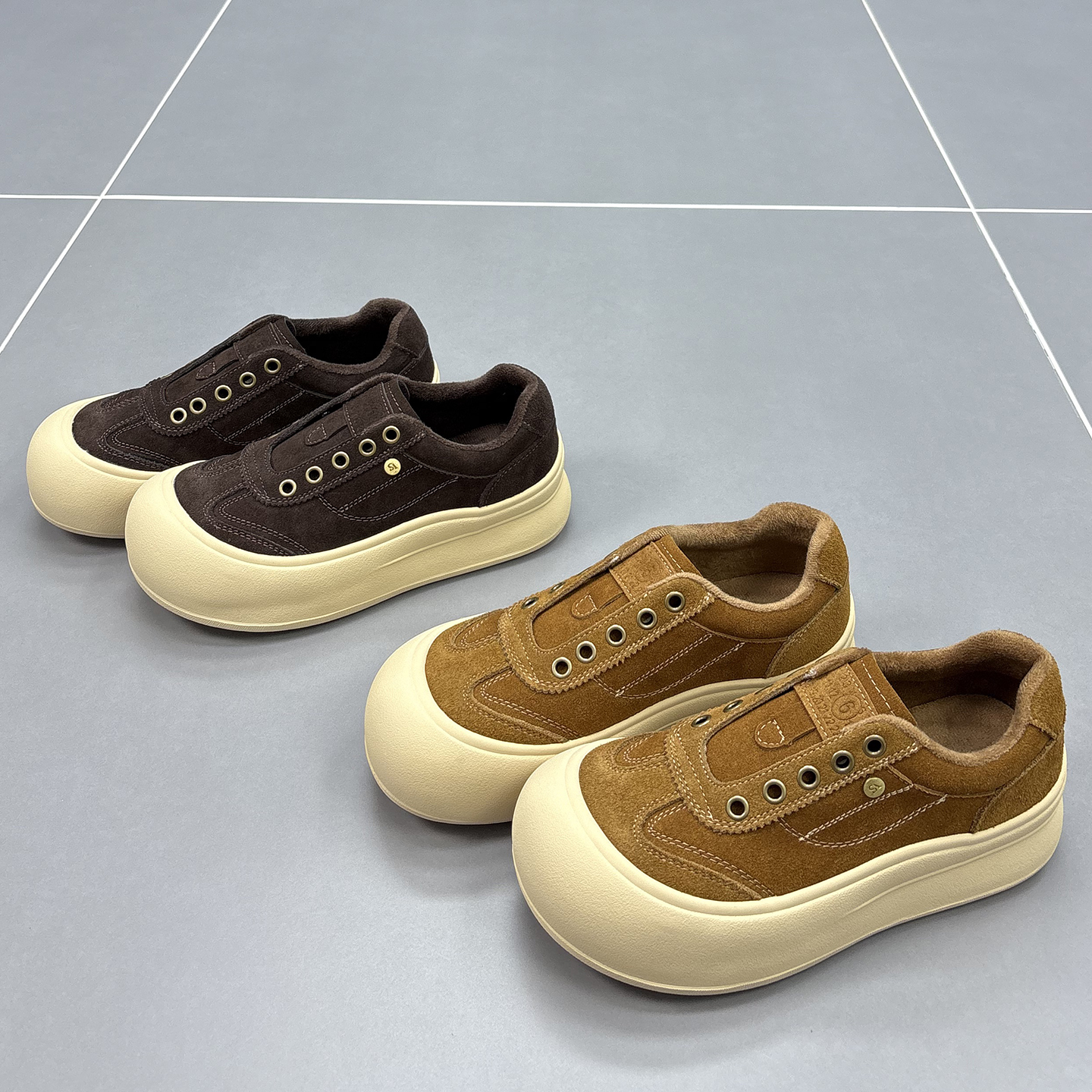 真皮加绒德训鞋女2025冬季新款