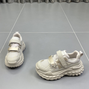 真皮老爹鞋女2023秋季新款榴莲厚底圆头慢跑防滑运动休闲鞋ins潮