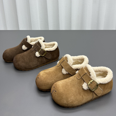 真皮羊毛加绒勃肯鞋女2025冬新款