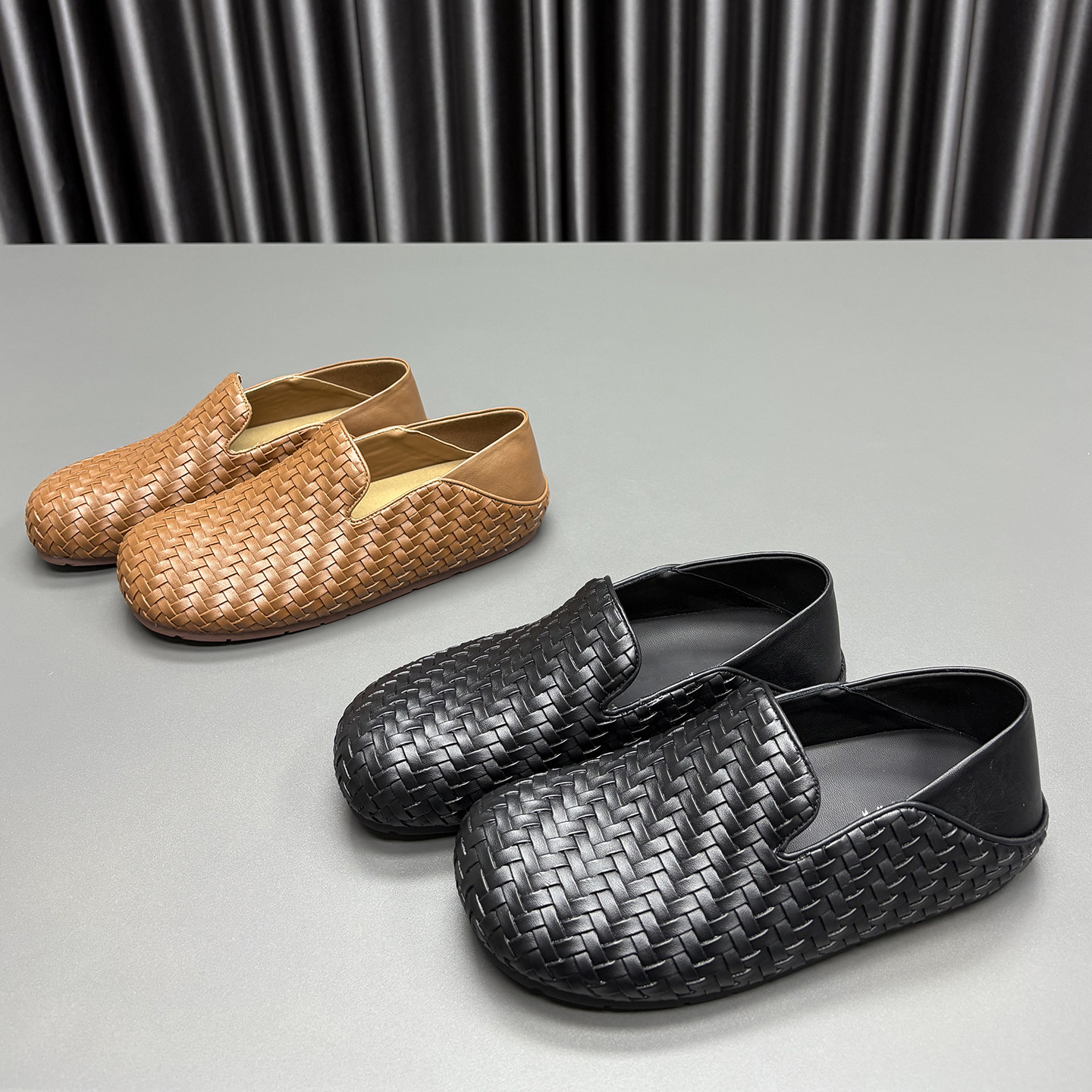 真皮两穿乐福鞋女2026春季新款圆头厚底复古编织时尚百搭牛皮单鞋