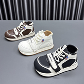 圆头厚底拼色牛皮休闲阿甘运动鞋 新款 女2026春季 速利玛真皮高帮鞋