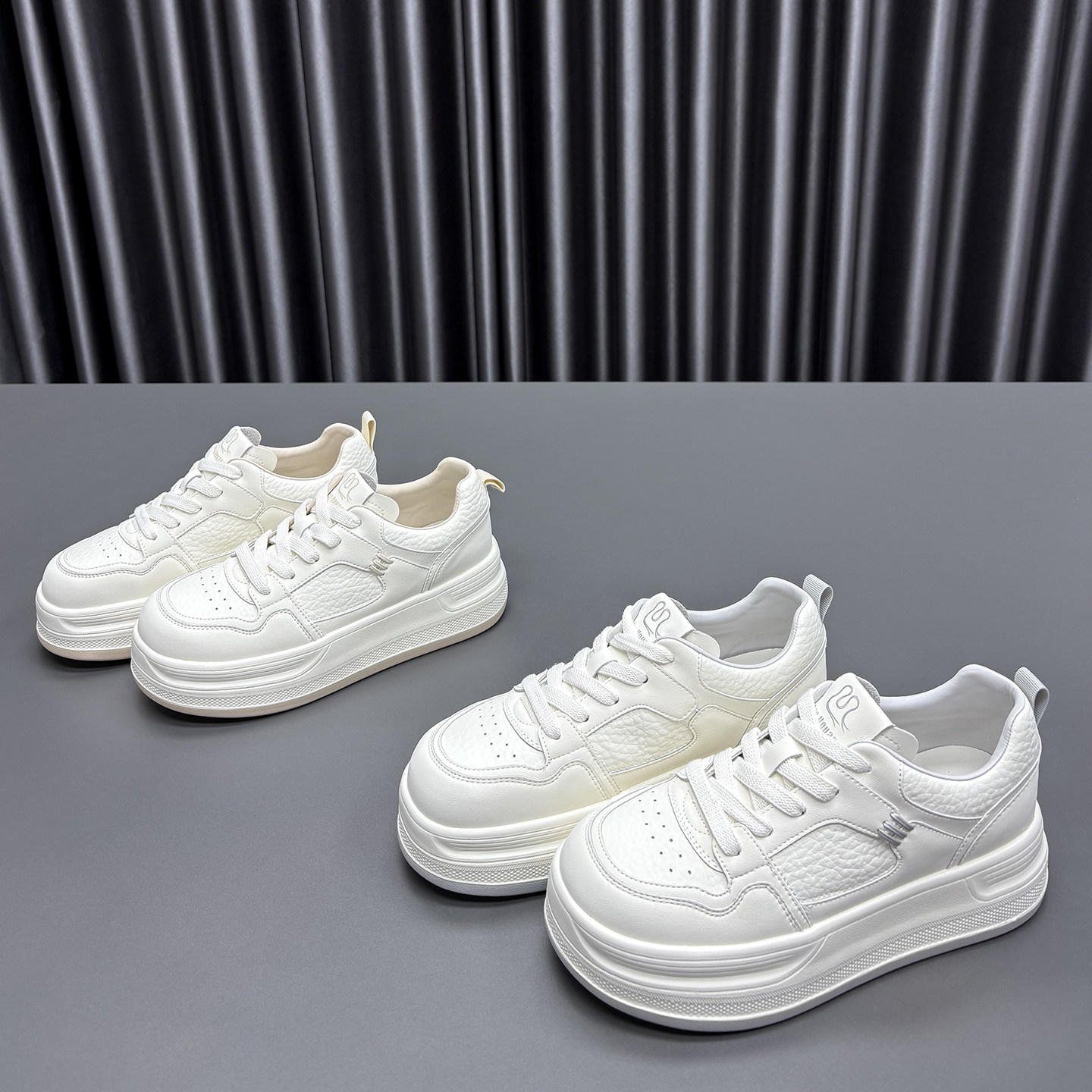 真皮小白鞋女2026春季新款圆头厚底轻便透气慢跑牛皮休闲运动板鞋