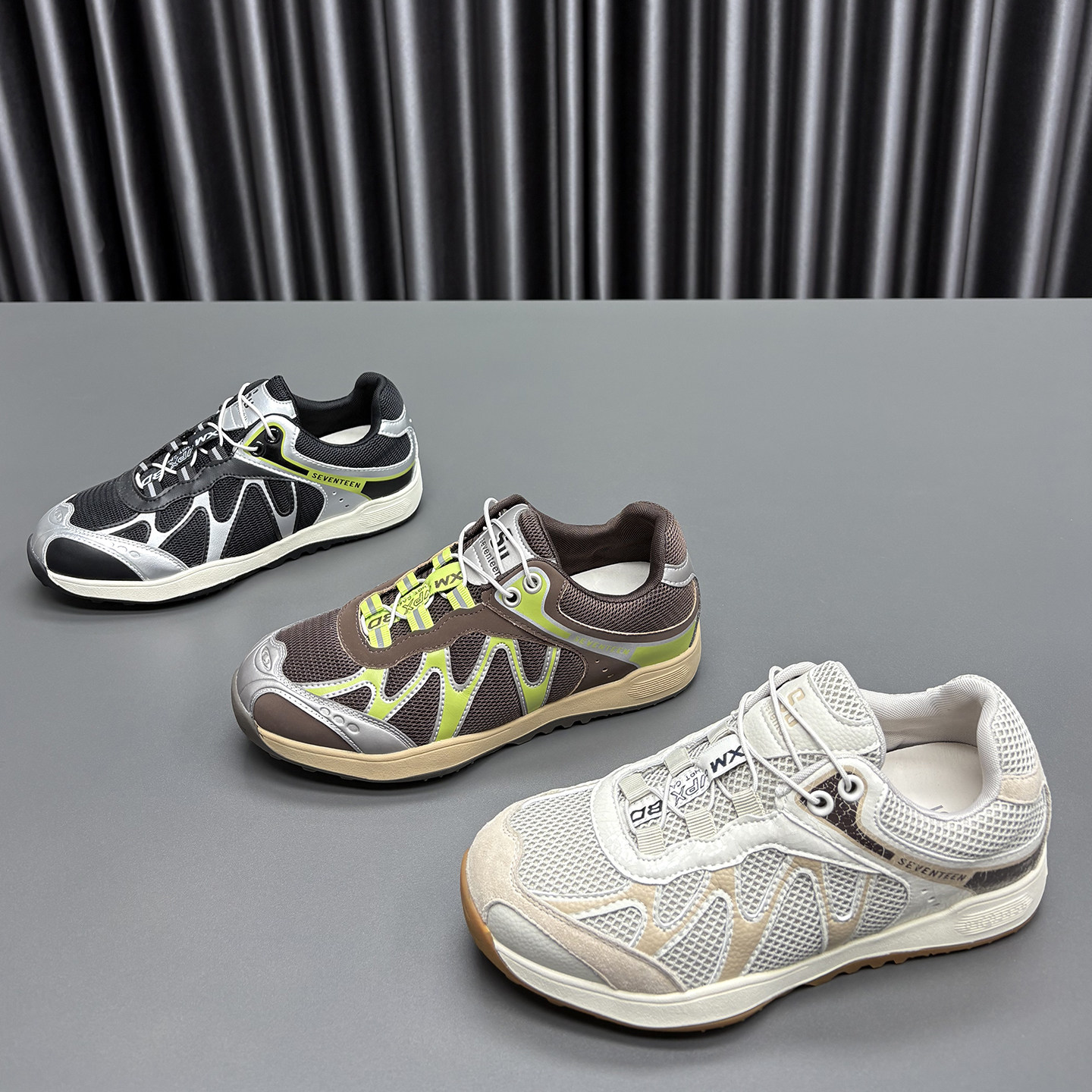 真皮网面登山鞋女2026春季新款圆头厚底透气休闲运动户外徒步鞋潮