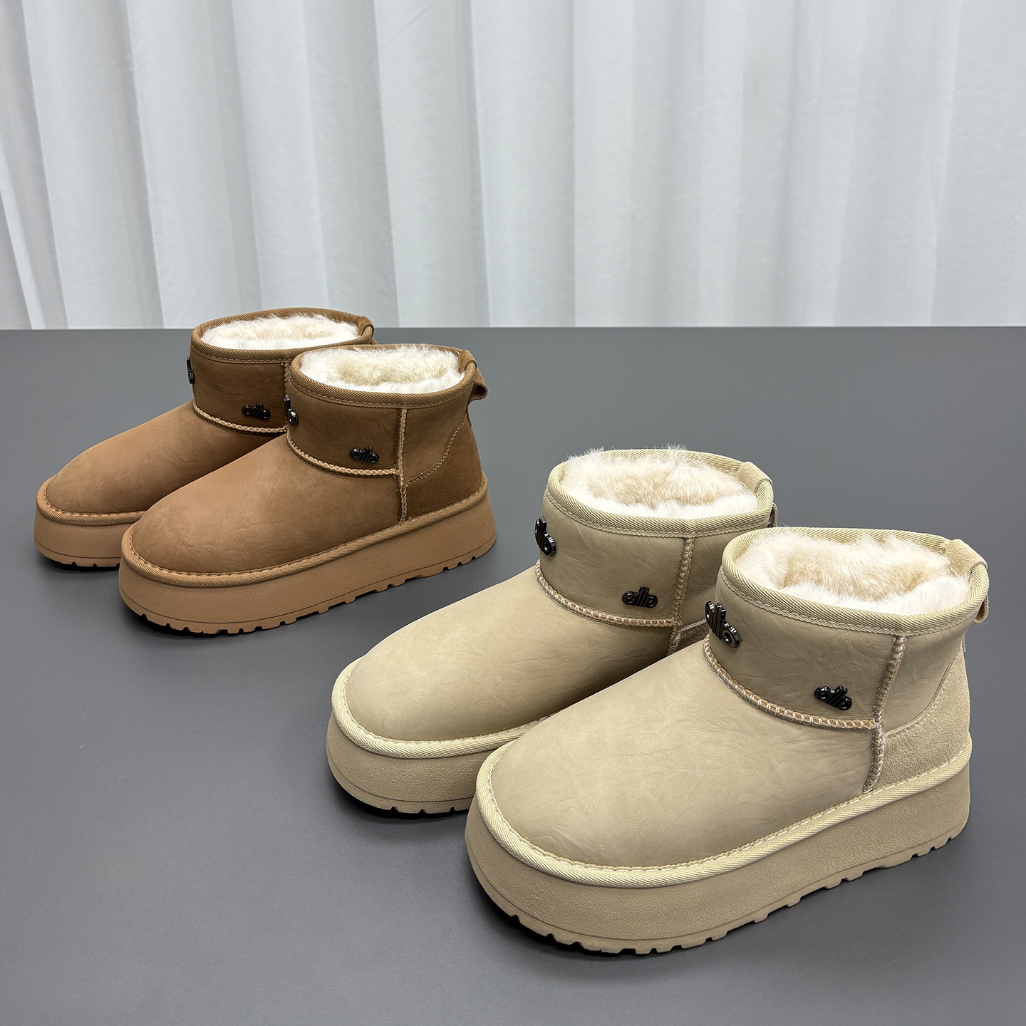 真皮羊毛雪地靴女2025冬季新款圆头厚底加厚保暖防滑牛皮休闲棉靴,女鞋,时尚雪地靴,淘宝优惠券,粉丝福利购,淘宝优惠卷