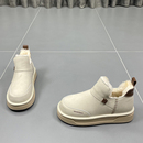 速利玛皮毛一体雪地靴女2025冬季新款加厚保暖厚底牛皮套筒棉靴潮