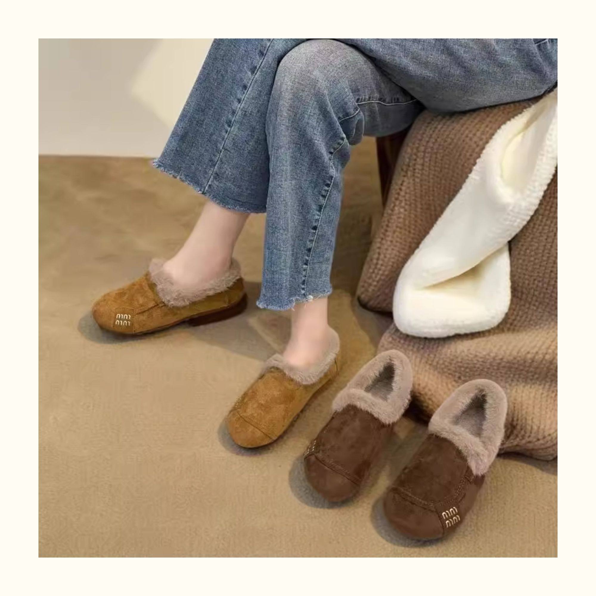 真兔毛毛加绒加厚居家棉鞋女2025冬季新款舒适百搭复古保暖豆豆鞋,女鞋,时尚雪地靴,淘宝优惠券,粉丝福利购,淘宝优惠卷