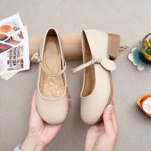 秋季 女2025新款 新款 气质法式 爆款 百搭浅口软底复古奶奶鞋 玛丽珍鞋