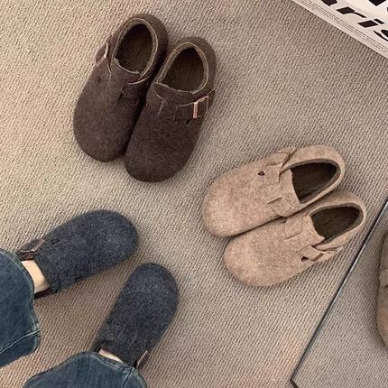 新中式全包勃肯鞋女鞋子2025秋冬新款爆款一脚蹬懒人加绒博肯棉鞋