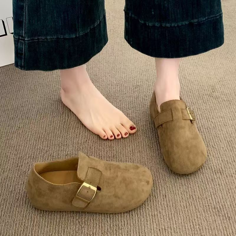 复古港风单里勃肯鞋女2025秋季新款一脚蹬两穿博肯豆豆鞋乐福单鞋