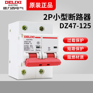 德力西DZ47-125大功率断路器家用空开2P 80A 100A125A空气开关D型