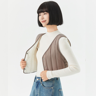 羽绒棉马甲女短款加绒加厚打底内胆保暖背心内穿吊带显瘦坎肩秋冬