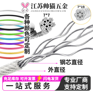 316包塑不锈钢钢丝绳316L彩色PVC包胶晾衣光伏 PA涂塑钢丝绳201