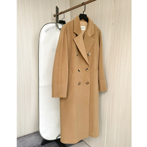 M家101801驼色中长款羊绒大衣女