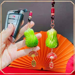 创意仿真白菜招财纳福百财尽收钥匙扣挂饰包包汽车挂件钥匙链礼品