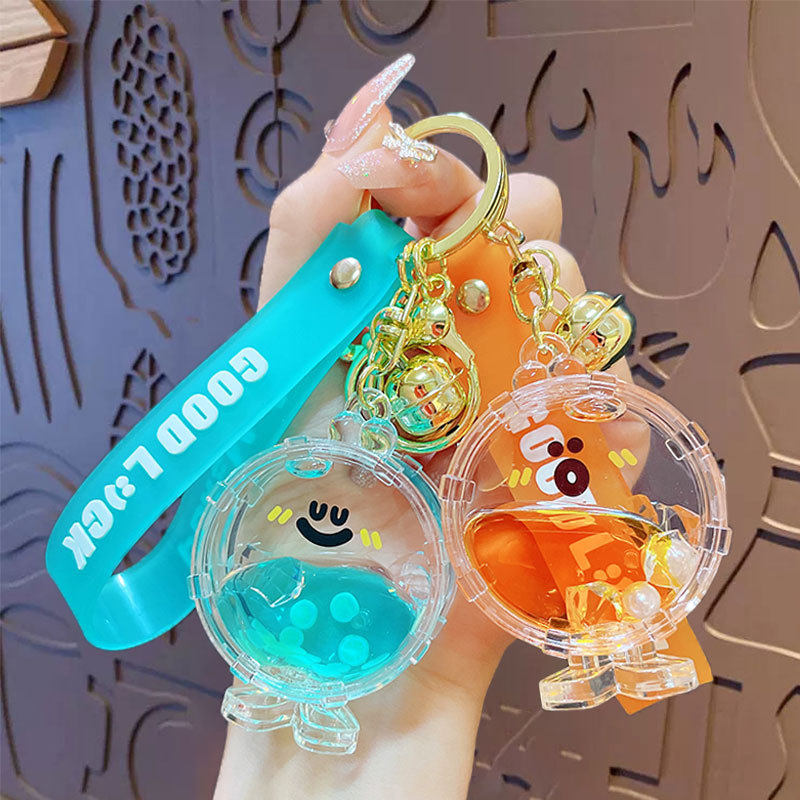 创意亚克力屁屁鼓入油钥匙扣男女书包挂件汽车钥匙链创意礼品